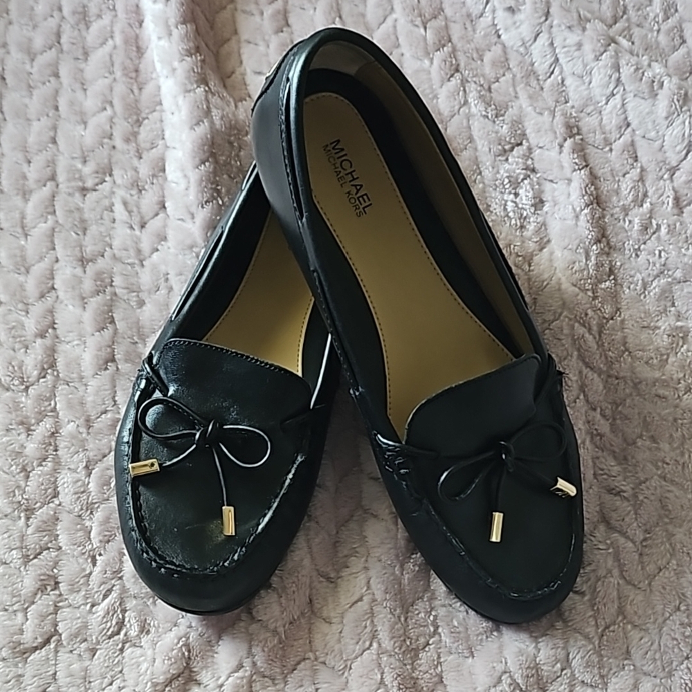 Michael Kors Black Loafers Suede Material Slip-On